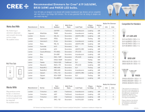 Cree LED Lamps Dimming Capability Sheet