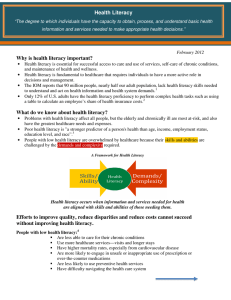 Why is health literacy important? What do we know about health