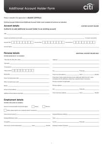 Additional Account Holder Form - International Banking | Wealth