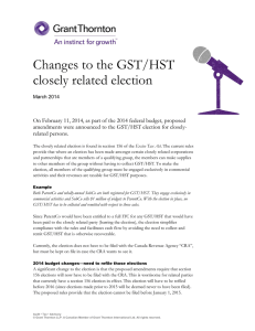 Changes to the GST/HST closely related election