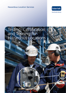 Testing, Certification and Training for Hazardous Locations