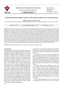 A web-based decision support system to select proper machinery