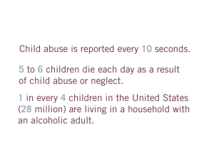 Child abuse is reported every 10 seconds. 5 to 6 children