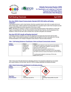 Self-Heating Chemicals - Society for Chemical Hazard Communication