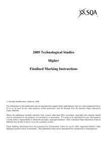 2009 Technological Studies Higher Finalised Marking