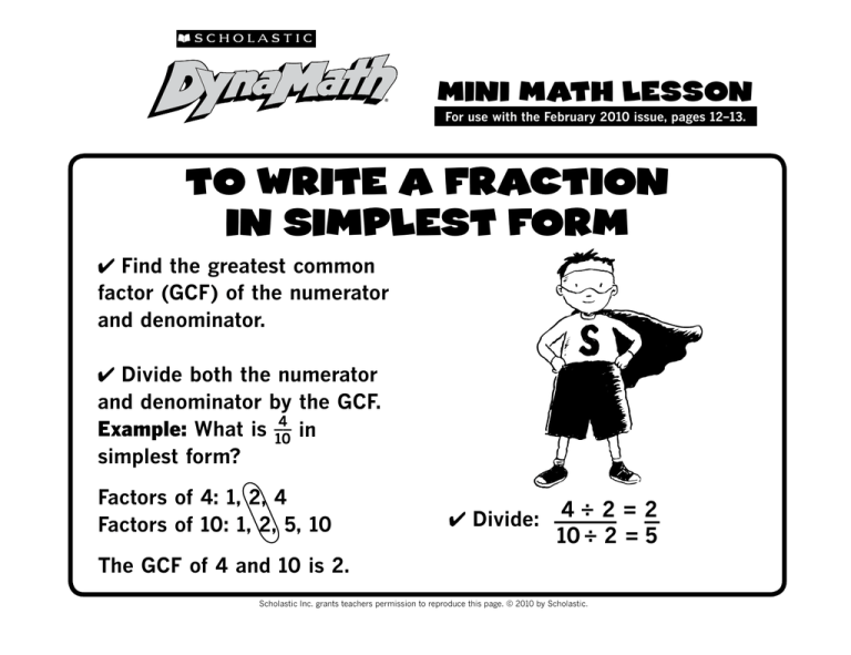 Write The Fraction 20 25 In Simplest Form