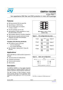 4-line IPAD™ low capacitance EMI filter and ESD protection in micro