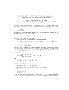 THE FIRST DIGIT PROPERTY FOR EXPONENTIAL SEQUENCES