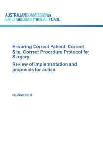 Ensuring Correct Patient, Correct Site, Correct Procedure Protocol