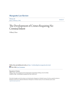 The Development of Crimes Requiring No Criminal Intent