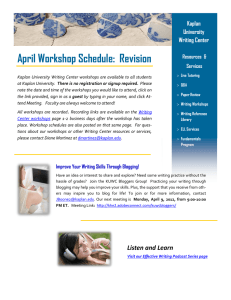 April Workshop Schedule: Revision