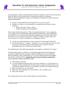 Questions To Ask Instructors About Assignments