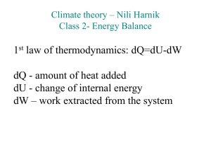 1st law of thermodynamics: dQ=dU-dW dQ