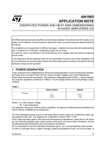 Dissipated Power and heat sink dimensioning in Audio Amplifier ICs