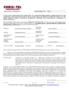 Sample Contract/Subcontractor Agreement - Chris