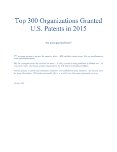 Top 300 Organizations Granted U.S. Patents in 2015