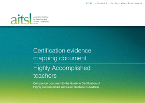 Highly Accomplished Certification Evidence