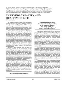 carrying capacity and quality of life