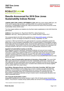 Results Announced for 2016 Dow Jones Sustainability Indices Review