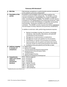 Pulmonary EPA Worksheet* 1. EPA Title Demonstrate competence