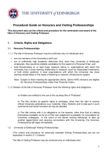 Procedural Guide on Honorary and Visiting Professorships