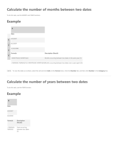 Calculate the number of months between two dates