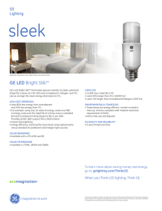 Spec Sheet — GE LED Bright Stik