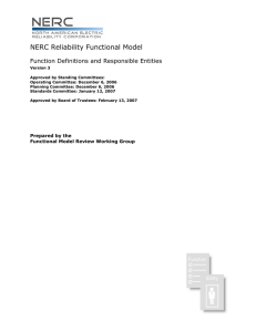 NERC Reliability Functional Model, Version 3