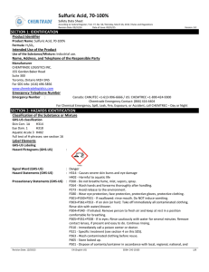 Sulfuric Acid, 70-100% - Chemtrade Logistics Inc.