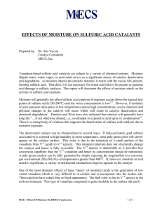 effects of moisture on sulfuric acid catalysts