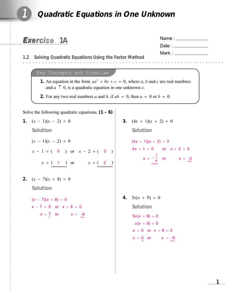 Unit 4 Solving Quadratic Equations Answer Key Tessshebaylo