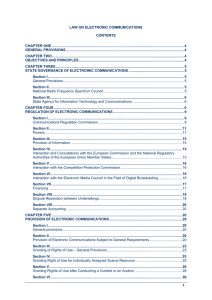 1 LAW ON ELECTRONIC COMMUNICATIONS CONTENTS