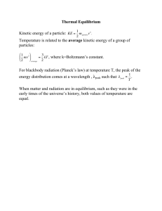 Thermal Equilibrium Kinetic energy of a particle: KE = Temperature