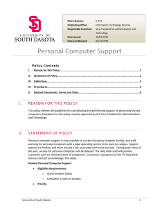 Personal Computer Support - University of South Dakota