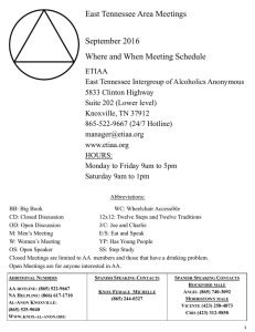 meeting list - East Tennessee Intergroup Of Alcoholics Anonymous