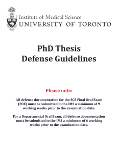 PhD Thesis Defense Guidelines - Institute of Medical Science