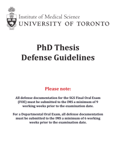 PhD Thesis Defense Guidelines - IMS, University of Toronto