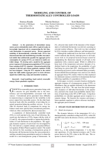 modeling and control of thermostatically controlled loads