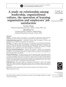 A study on relationship among leadership, organizational culture