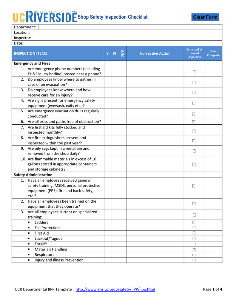 welding machine checklist