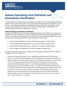 System Operating Limit Definition and Exceedance Clarification