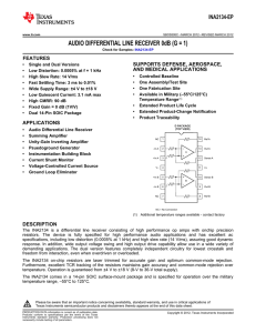 Audio Differential Line Receiver 0 dB (G = 1