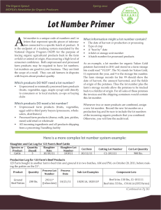 Lot Number Primer - MOFGA Certification Services