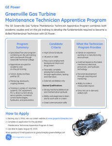 GE Gas Turbine Maintenance Technician Apprentice Program