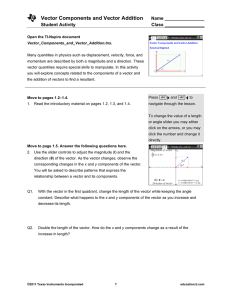 Vector Components and Vector Addition