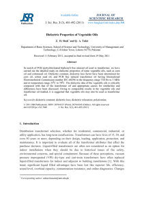 Dielectric Properties of Vegetable Oils