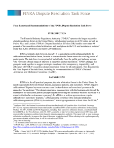 Final Report and Recommendations of the FINRA Dispute