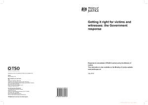 Getting it right for victims and witnesses: the Government