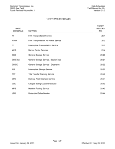 Dominion Transmission, Inc. Rate Schedules FERC Gas Tariff Tariff