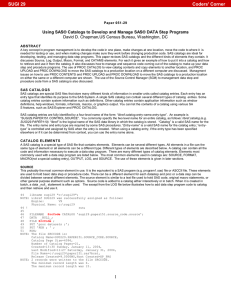 051-29: Using SAS Catalogs to Develop and Manage SAS Data